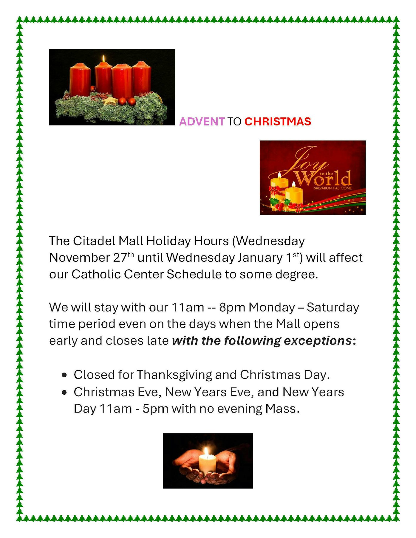 Catholic Center Advent 2024 Christmas General Schedule