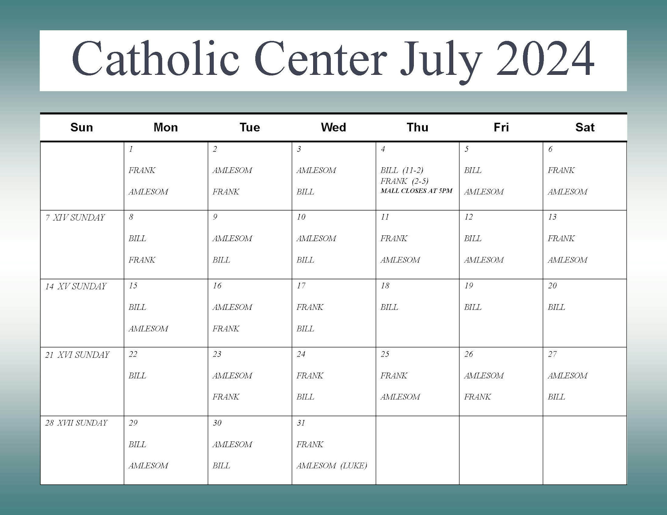 Catholic Center July 2024