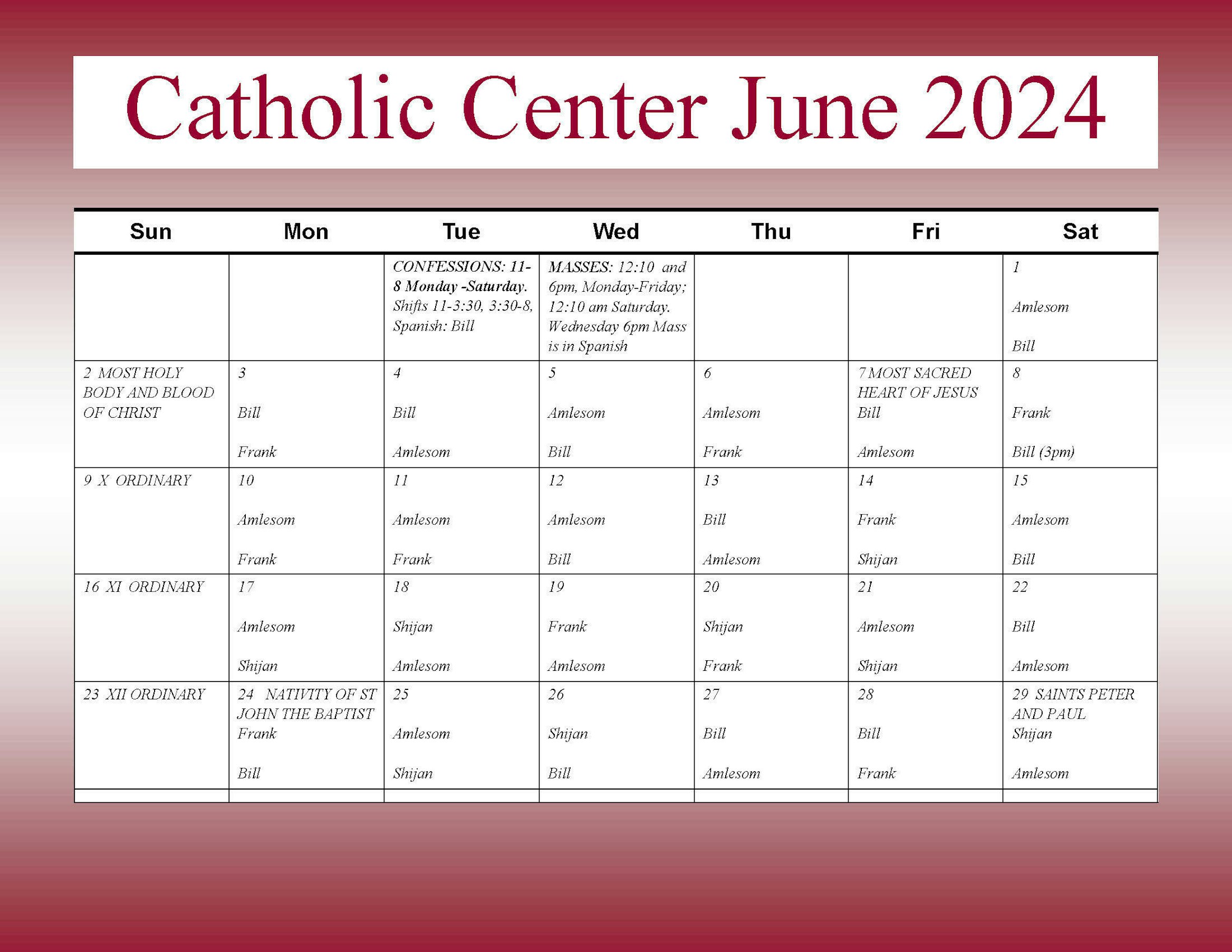 Catholic Center June 2024
